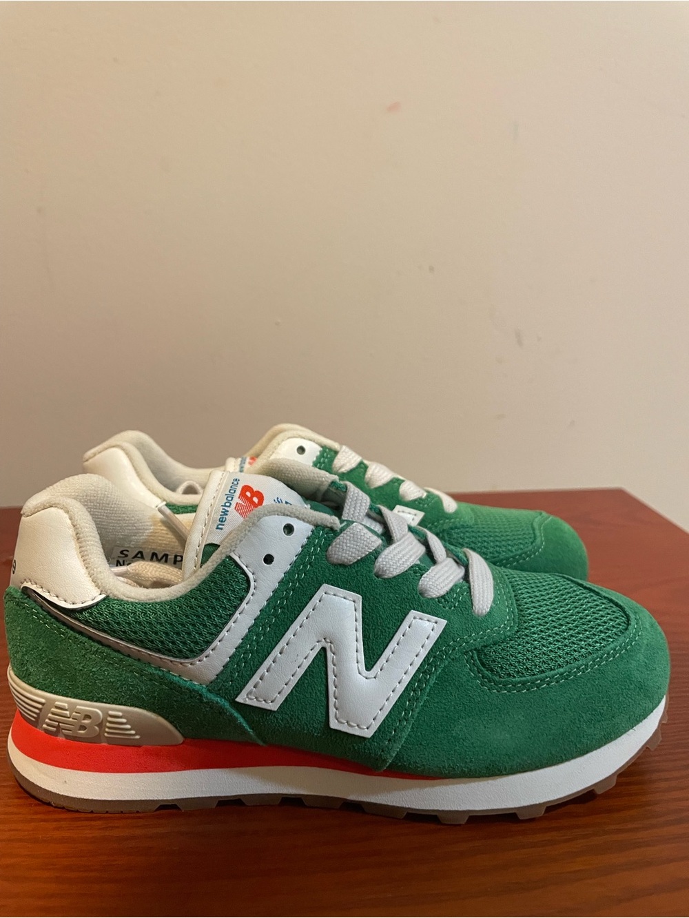 New Balance Kids Green and White Sneakers